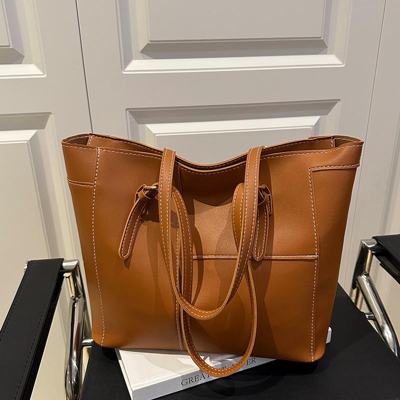 Hong Kong Style Retro Tote Bag for Women's New Korean Style Commuting Bag Fashionable Handheld Large Capacity Shoulder Bag