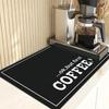 Black Letter Printed Coffee Machine Mat Modern Minimalist Style Kitchen Counter Cupquick Water Absorption Drying Drainage Pad