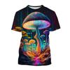 Ανδρικό μπλουζάκι Psychedelic Mushroom 3D Print Forest με στρογγυλή λαιμόκοψη κοντομάνικο φυτά Γραφικό μπλουζάκι μόδας Casual μπλουζάκια unisex