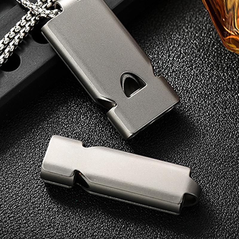 Stainless Steel Double-Tube Outdoor Camping Emergency Whistle Portable Outdoor Tools EDC Whistle Emergency Multi Tool