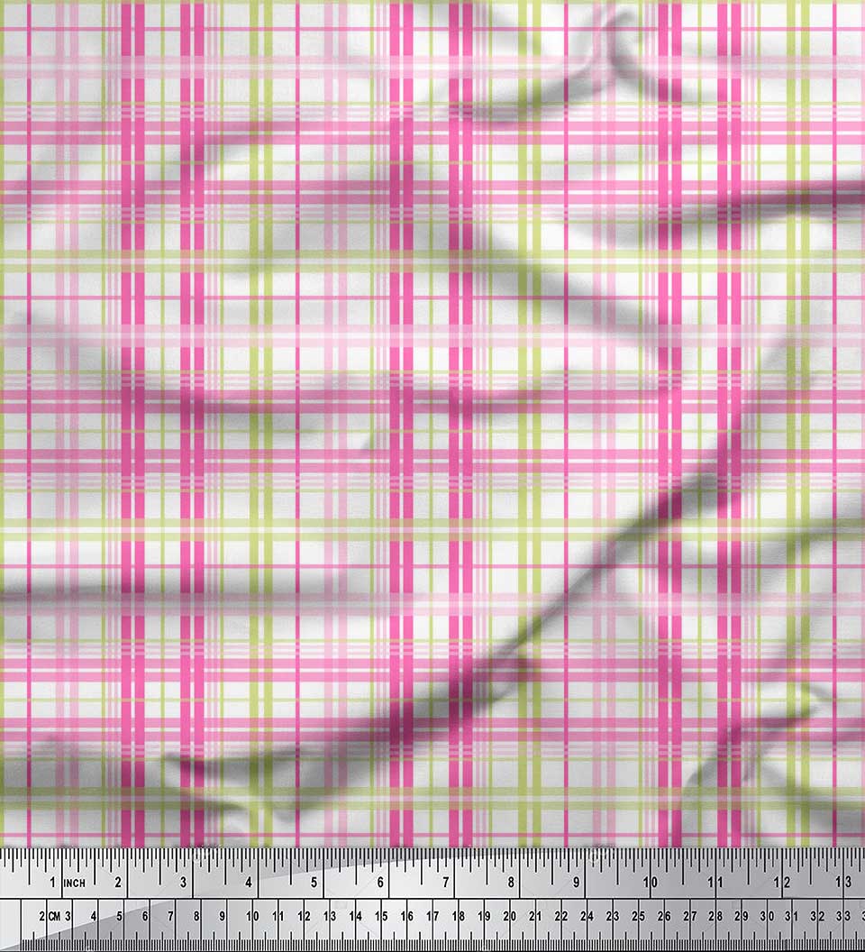 

Soimoi Grey Японська креп-атласна тканина в клітинку Декоративна тканина в клітинку з принтом метр 42 дюйма 42 Inch Wide - Poly Crepe білий