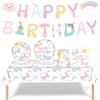Unicorn Birthday Party Supplies Tableware Plates Cups Napkins Tablecloth Banner Foil Balloons Pastel Rainbow Baby Shower Decor