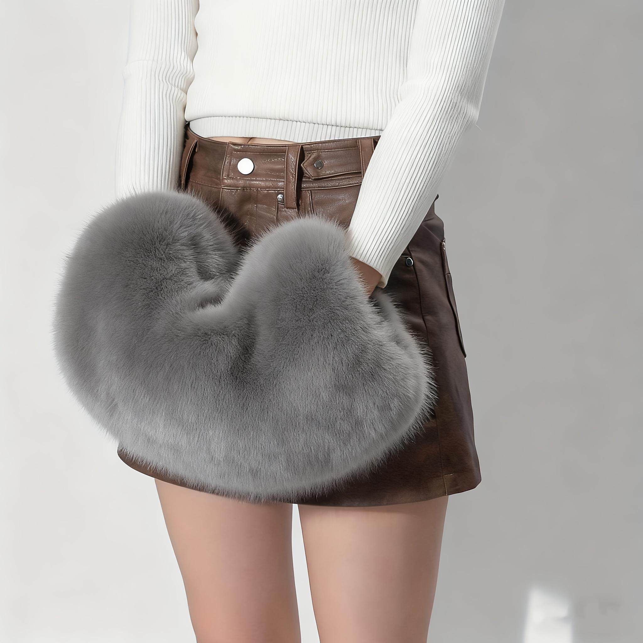 

1PC women s imitation rabbit fur solid color hand warmer throw pillow, warm in winter, cold and windproof throw pillow, polyester fiber fabric сірий колір