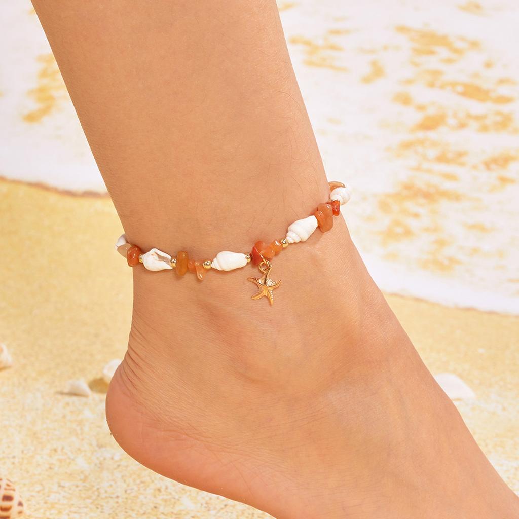 Bohemian Holiday Necklace Bracelet Set Female Ins Summer Dopamine Gravel Starfish Conch Necklace