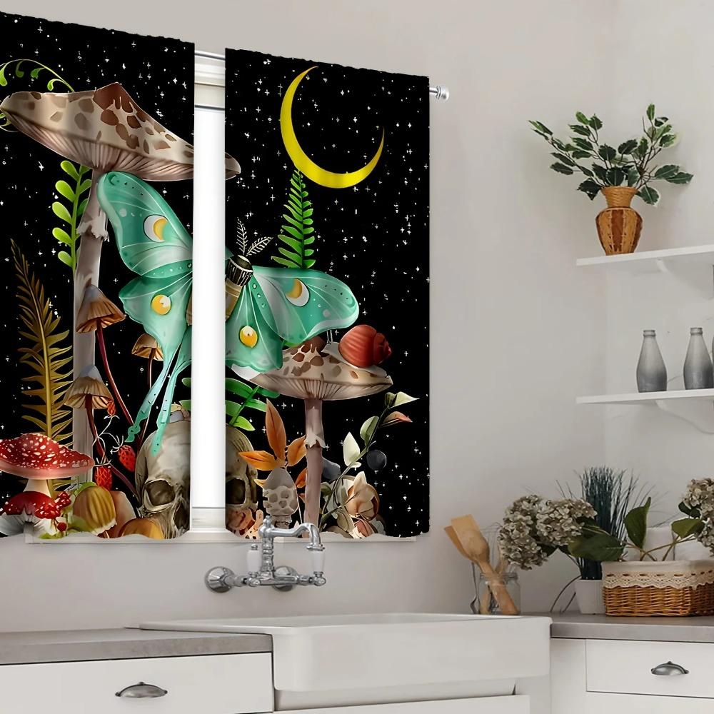 Garden Design Knit Fabric Drape Panels with Rod Pocket Bright - Filtering Polyester Drapes Bird and ButterflyforBedchamber