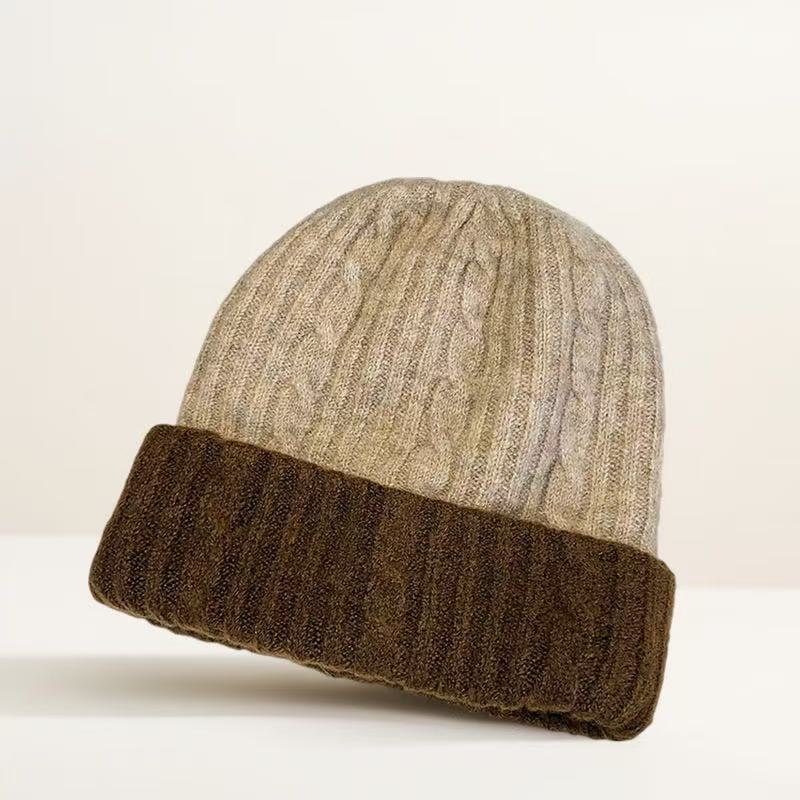 

Korean Loose and Fashionable Dui Dui Hat Double Strap Woolen Hat Warm Knitted Versatile Autumn and Winter Hat