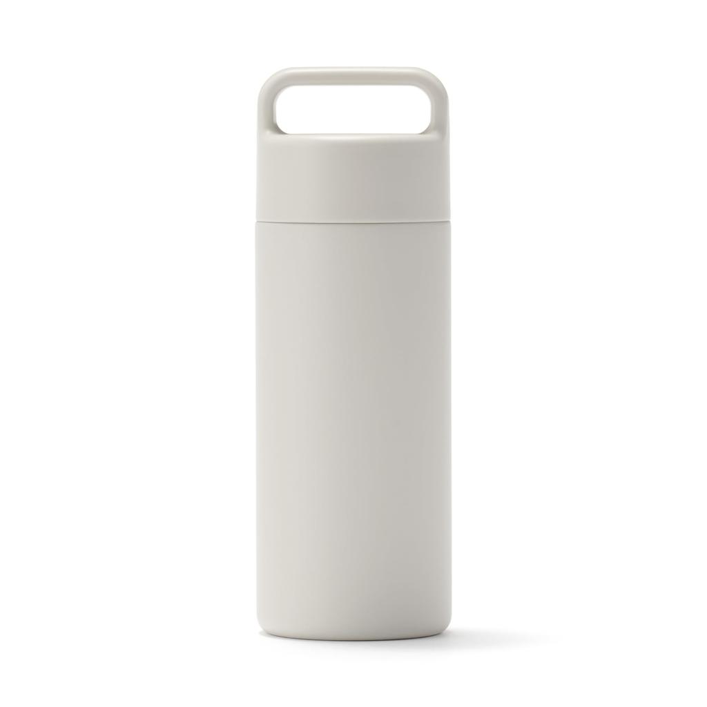 MUJI Vacuum Insulated Insulated Bottle with Gray 76049005 Handle, 350mL, Beige,