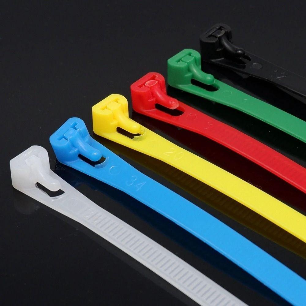 100pcs Reusable Cable Ties Random Colors Strapping Tape Household Goods Bundle Belt  Home
