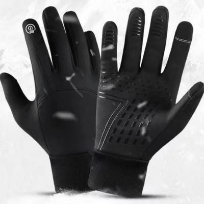 Windproof & Waterproof Cycling Gloves, Thin Fleece, Long Finger, 2 Colors, Customizable Logo