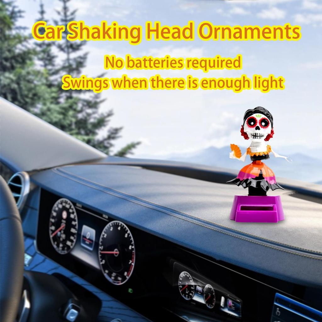 Skull Bobble Head for Car Bobbing Heads Dashboard Skull Ornament Automatic Exquisite Desktop Decorative Figurines for Adults