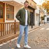 Men's Color Lined Zip Up Jacket Casual Long Sleeve Cardigan Coat