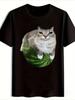 Cat Watermelon Casual TShirt Mens and Womens Luxury Brand Top - Men's Summer Cotton Graphic Tee