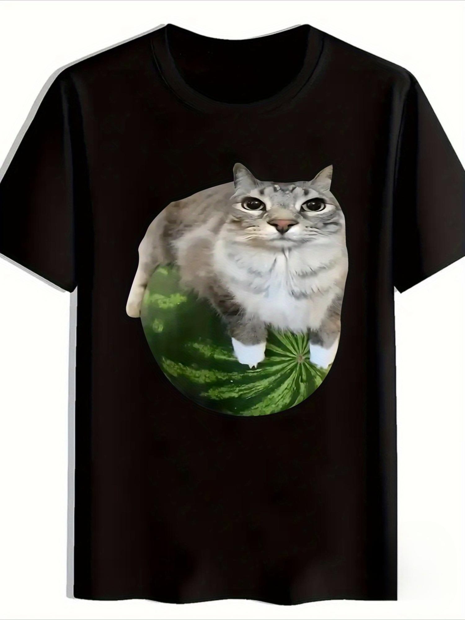 Cat Watermelon Casual TShirt Mens and Womens Luxury Brand Top M