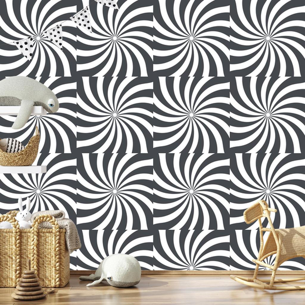 Hippie wallpaper background white and navy blue for living room and bedroom 50x1000