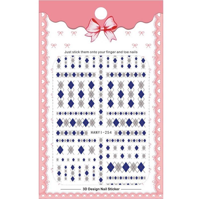 1 Sheet Adhesive 3D Nail Stickers Decals Press On Tips Manicure Decoration Geometry Letter Design