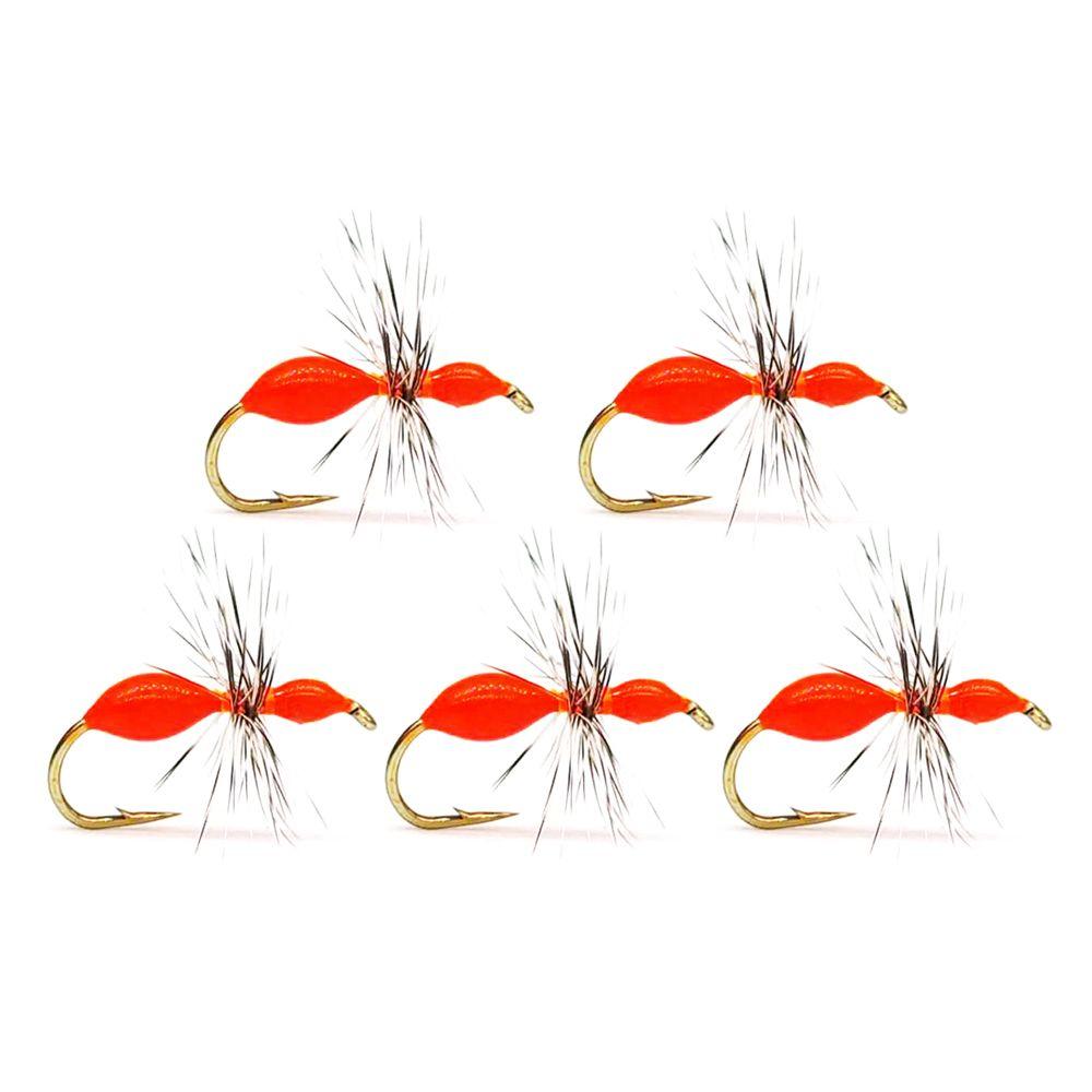 

5pcs Fish Tackle Fishhooks Artificial Insect Lure Hair Hook Insects Hook Ant Lures Fly Fishing Bait orange-12#