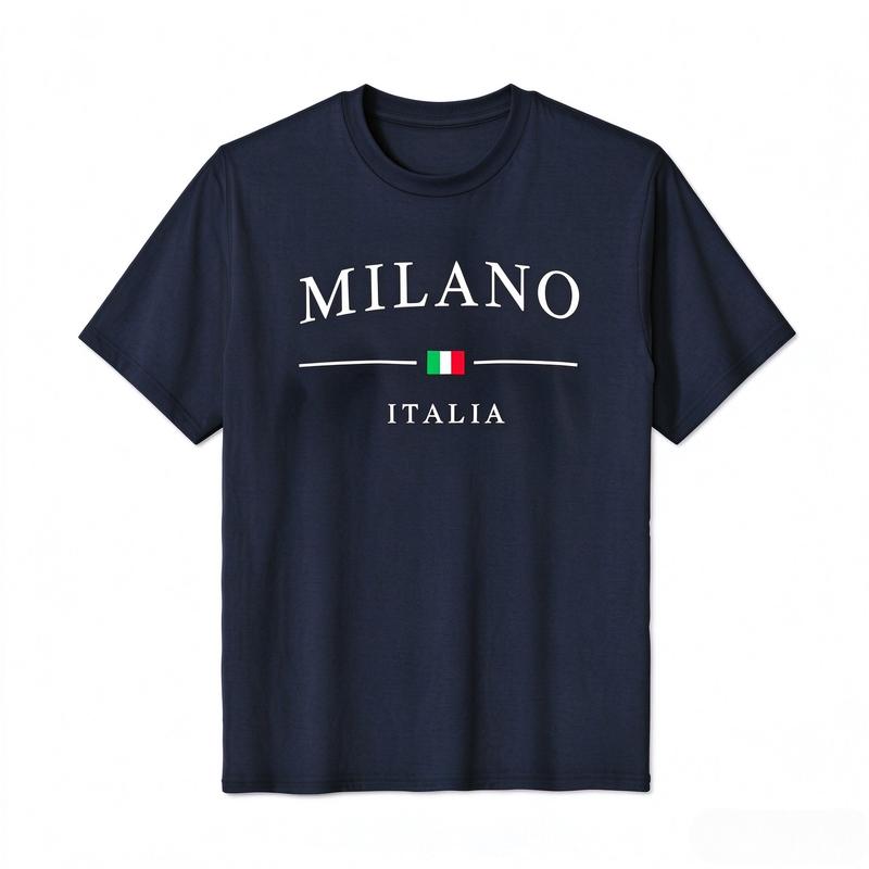 Italia Milano City Flag Print Tshirt Unisex Classic Italian Souvenir Casual Short Sleeve Graphic Tee Cotton Harajuku Y2k Top