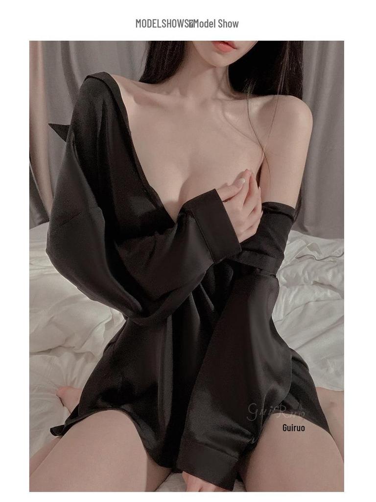 Sexig enfärgad lös passform pyjamas set - Plusstorlek bekväma hemmakläder