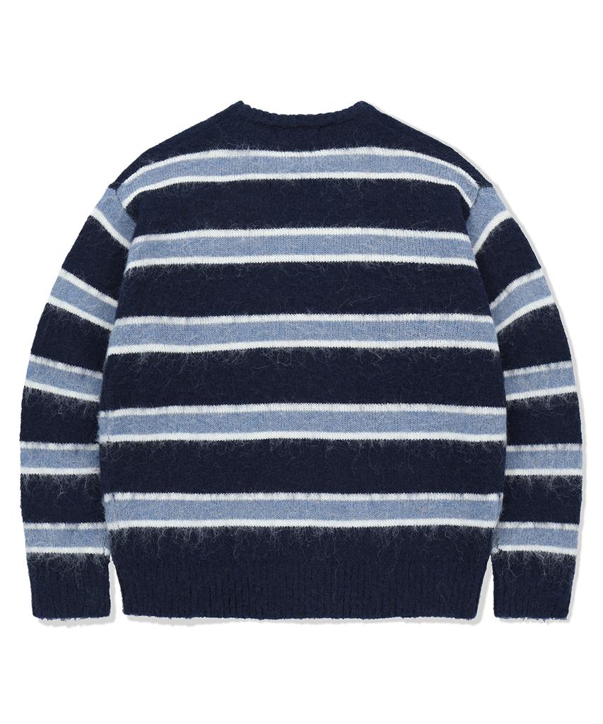 MAHAGRID Hairy Stripe Knit Sweater Navy(Mg2Ffmk600A)