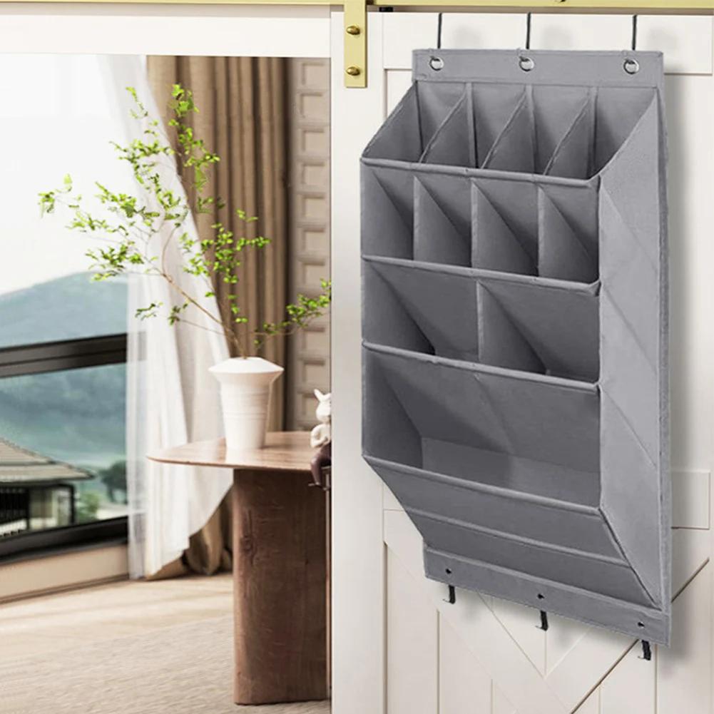 11/12 Grids Wall-mounted Pocket Storage Hanging Bag Shoe Sundries Organizer Rack with Bedroom Bathroom Door Behind Closet Holder