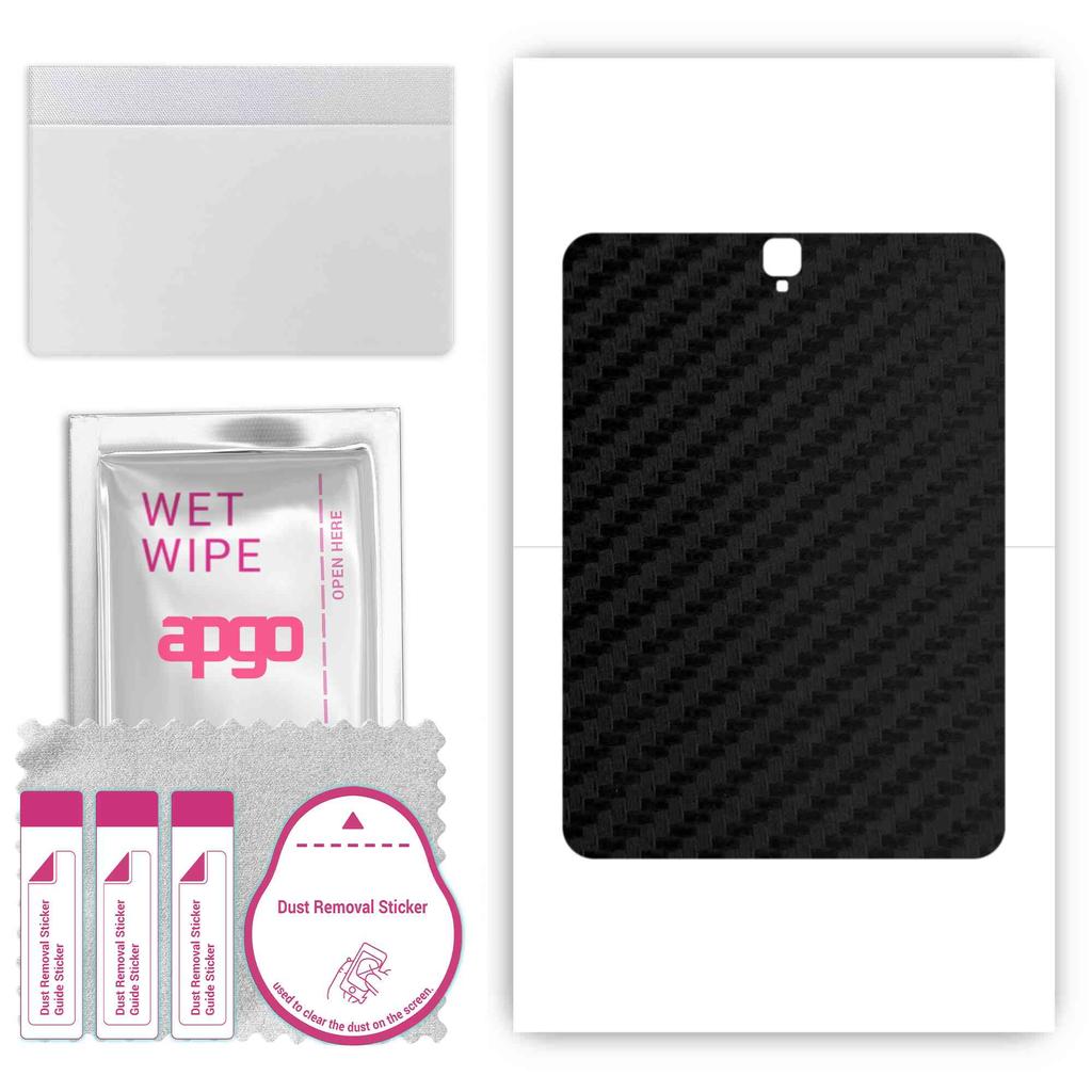apgo Protective Skin Sticker for the back compatible with Samsung Galaxy Tab S3 9.7, Wrap Film, Foil, Vinyl - Pattern Carbon Black