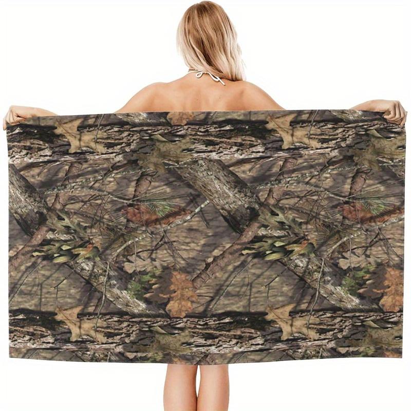 Lampada White Beach Towel Camouflage Print Pattern Sunscreen And Windproof Suitable For Swimming Pool Camping Travel Blanket