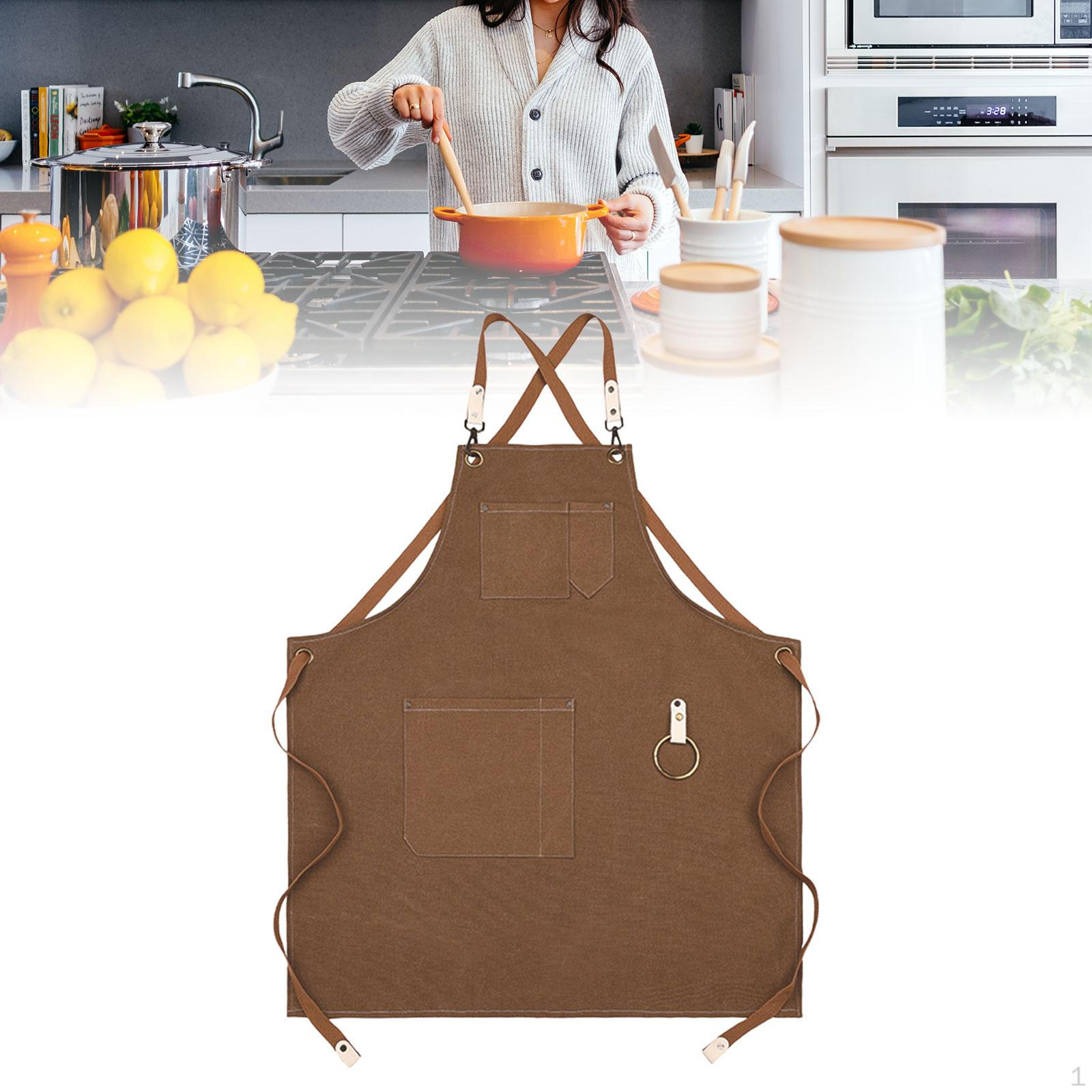 

Multifuntional Apron Chef Adjustable Strap for Adults Artist Kitchen Catering Work коричневий