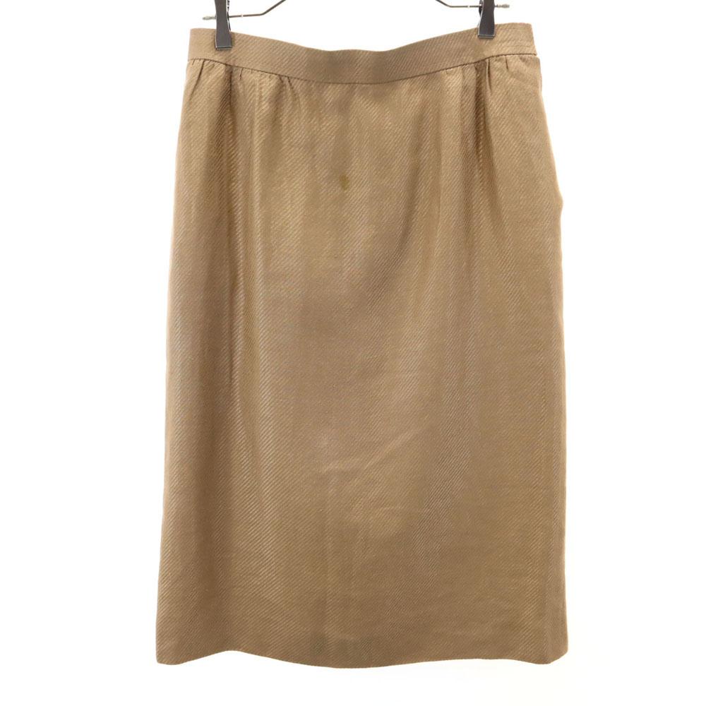 Givenchy 90s 100% Linen, Old Mimole Length Skirt 15 GLAMOUR Big Size Women Used