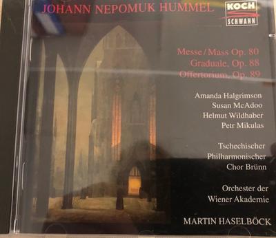 CD HUMMEL; HASELBOCK - Hummel;Mass/Offertorium  317792 Koch Schwann 1996 Germany Classical Used