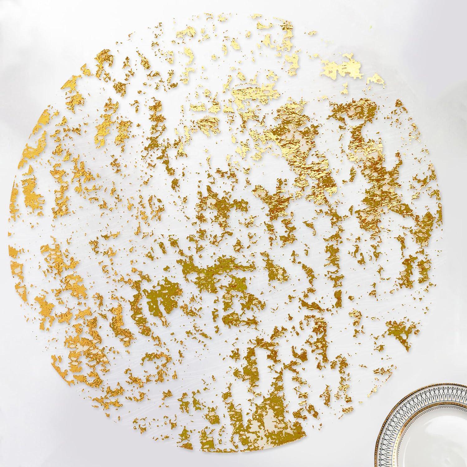 

Gold Foil Disposable Round Placemats - Holiday Dining Table Decoration Diameter 33cm золотий