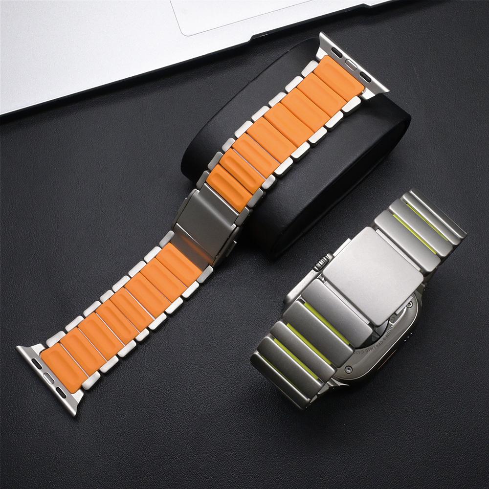 Titanium Straps for Apple Watch Band Ultra 3/2 49mm Men Rubber Bracelet for IWatch Series 11 10 9 8 7 6 5 4 SE3 44mm 45mm 46mm