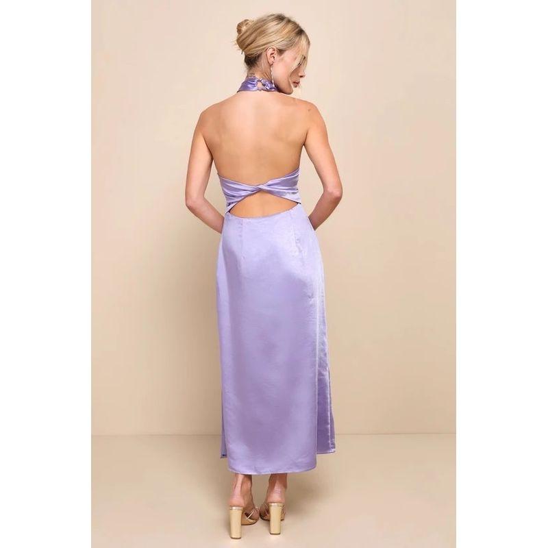 

Экспорт Одиночный Лу Дом Высокая Холодная Богиня Вечеринка по случаю дня рождения Фиолетовый Твист Открытая спина Халтер Разрезное платье Violet XL