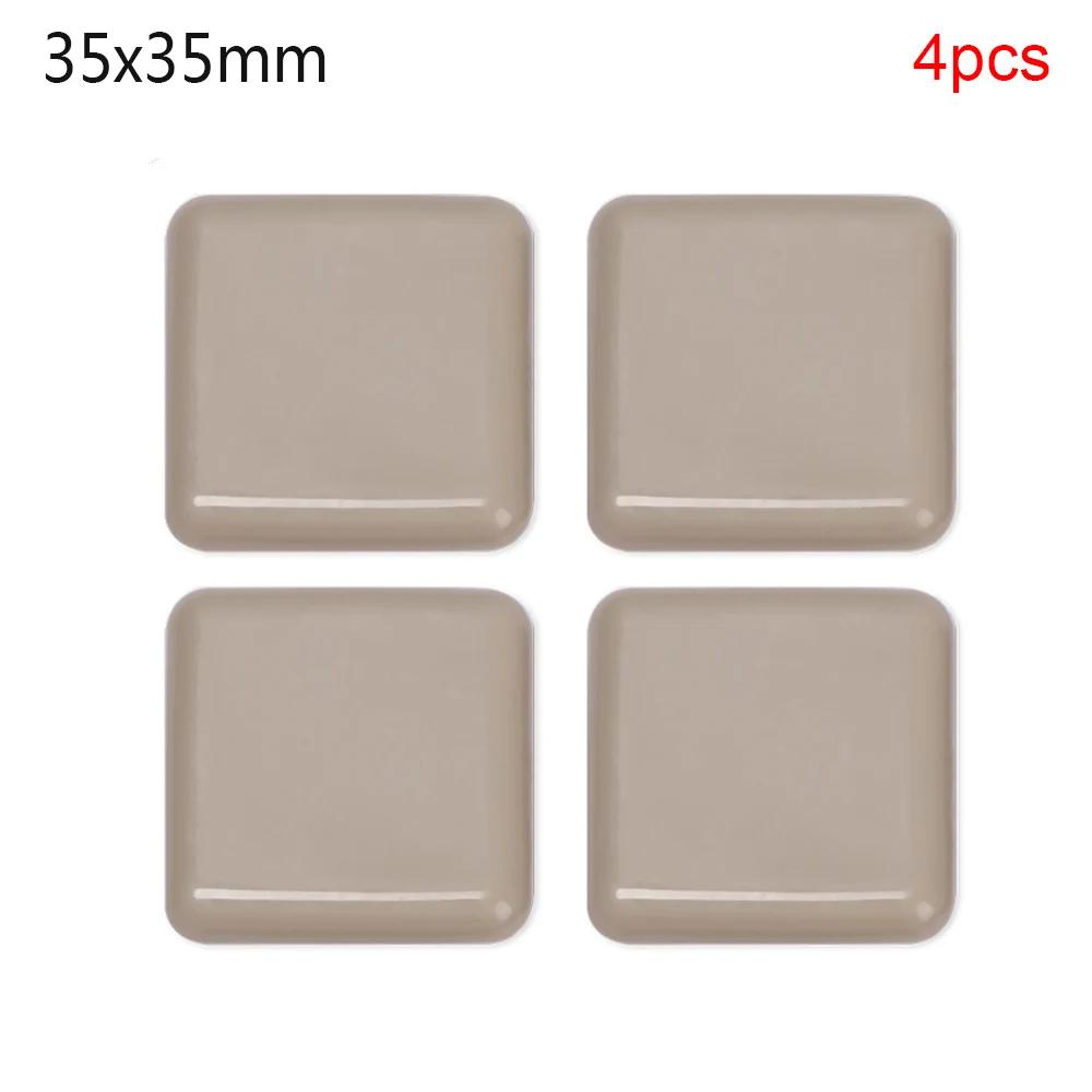 4Pcs Self-Adhesive Furniture Moving Slide Pad Round Square Wear-resisting Anti Noisy Chair Leg Slider Pads Floor Protector