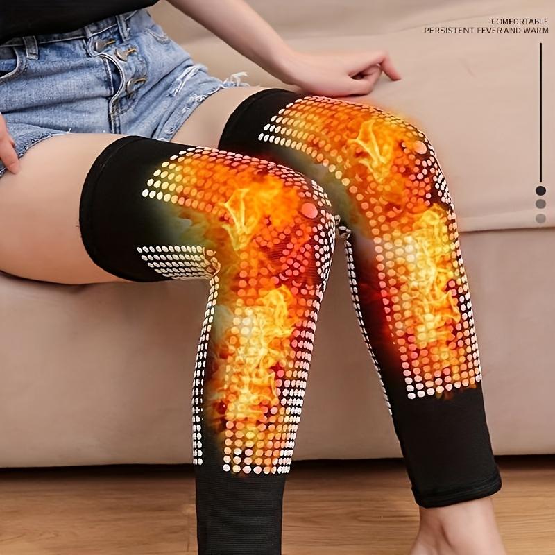 1 Pair Unisex Moxa Knee Pads for Warmth and Relaxation - Dual-Sided Massage Dots, Polyester Fiber, Suitable for Elderly and Air-Conditioned Rooms