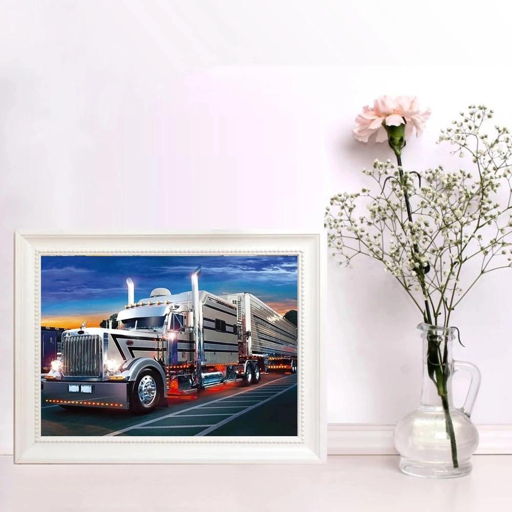 One 11.8x15.7 Inch 5D DIY Diamond Painting Truck Embroidery Cross-stitch, Embroidery Kit, All Rhinestone Diamond Painting, Manual Home Decoration Gift