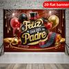 2D flat banner - Polyester Father's Day Decor Banner, Nordic style, light luxury and simplicity