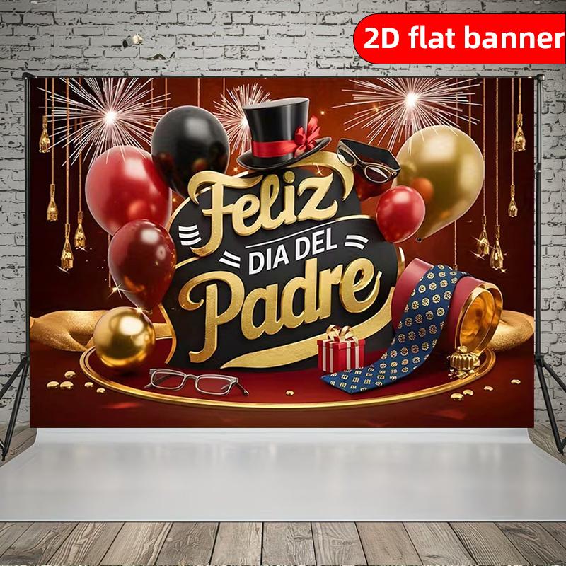 2D flat banner - Polyester Father's Day Decor Banner, Nordic style, light luxury and simplicity