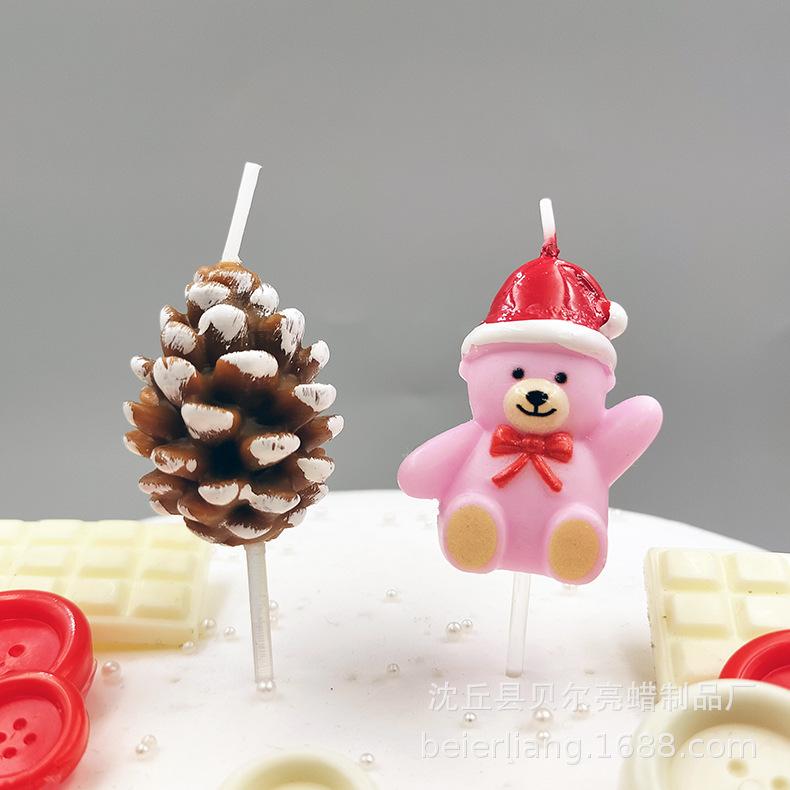 New Creative Christmas Pine Cone Styling Christmas Candle Christmas Party Cake Decoration Birthday Candle