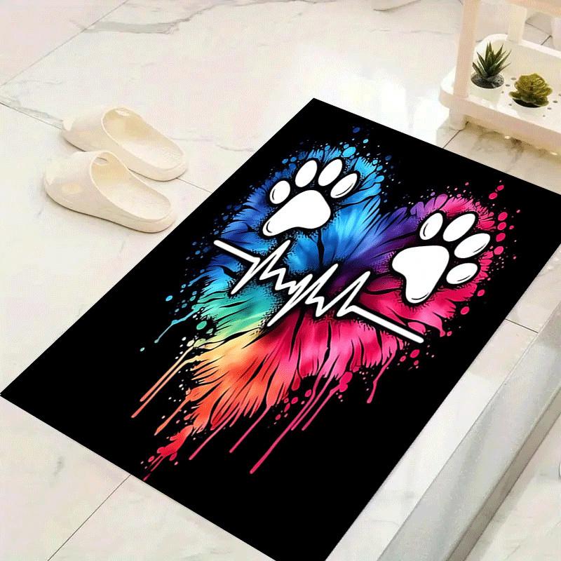 

1pc Love heart and puppy paw prints Print, Design Indoor Area Rug, Soft, Anti-Slip, and Durable Gaming Room Decor for Bedroom, Living Room, 60cm by 90cm