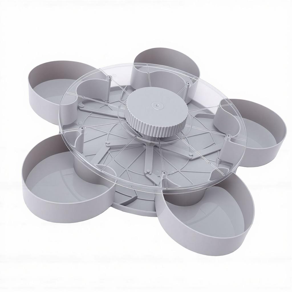 Divided Spin and Snack Serving Tray Rotating 5 Compartment Snack Tray with Lid Non Slip for Party Picnic Movie Night