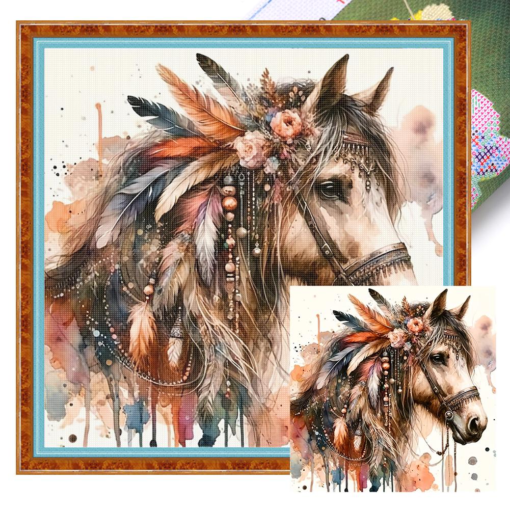 Animal Printed Cross Stitch Kit 40x40cm DIY 11CT Embroidery Craft Set Home Decor