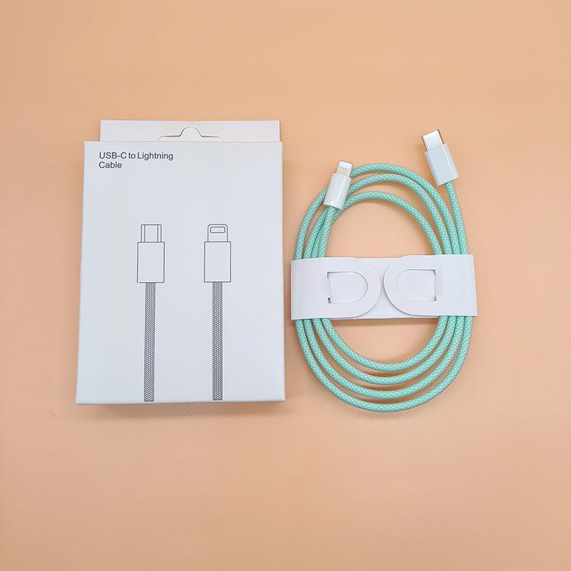 Dual-Head Type-C Male-to-Male Braided Laptop Charging Cable: 15W True PD Fast Charging Compatible.