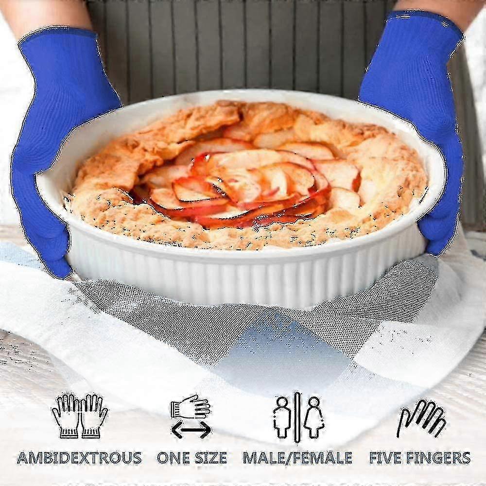 Hitzebeständige Ofenhandschuhe mit Fingern - 1 Paar Blau Klassisches Küchen-Topflappen-Set