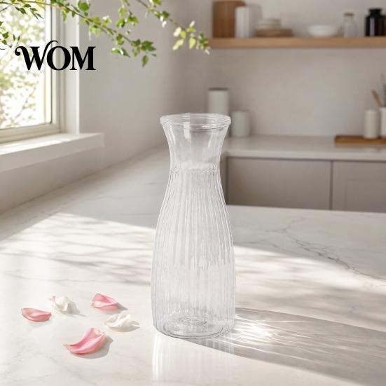 Trendy Flower Container Clear Bud Vase, Plastic Transparent Modern Smooth Finish Vase Table Centerpiece for Home Party Wedding Decor Elegant