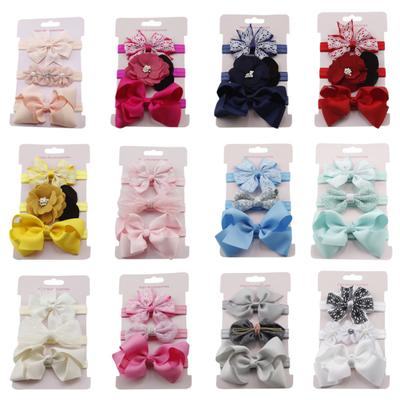 3Pcs/Ser Baby Girl Flower Bowknot Elastic Soft Headbands Hair Band Headwear