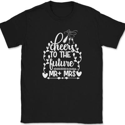 Cheers To The Mr and Mrs T-Shirt Marriage Married Groom Gift Tee