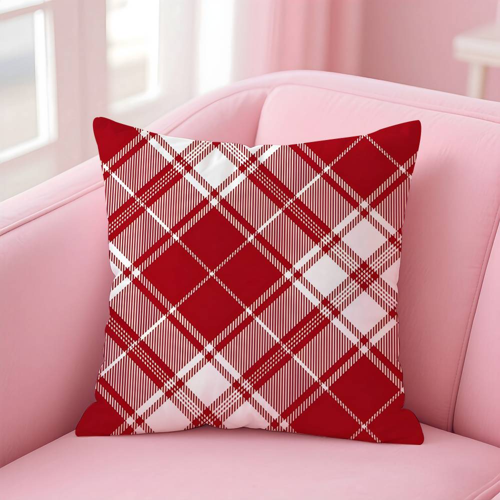 

ART Red retro plaid Pillow Case pattern printing pillowcase living room sofa cushion cover bedroom room decor 16x16Inch