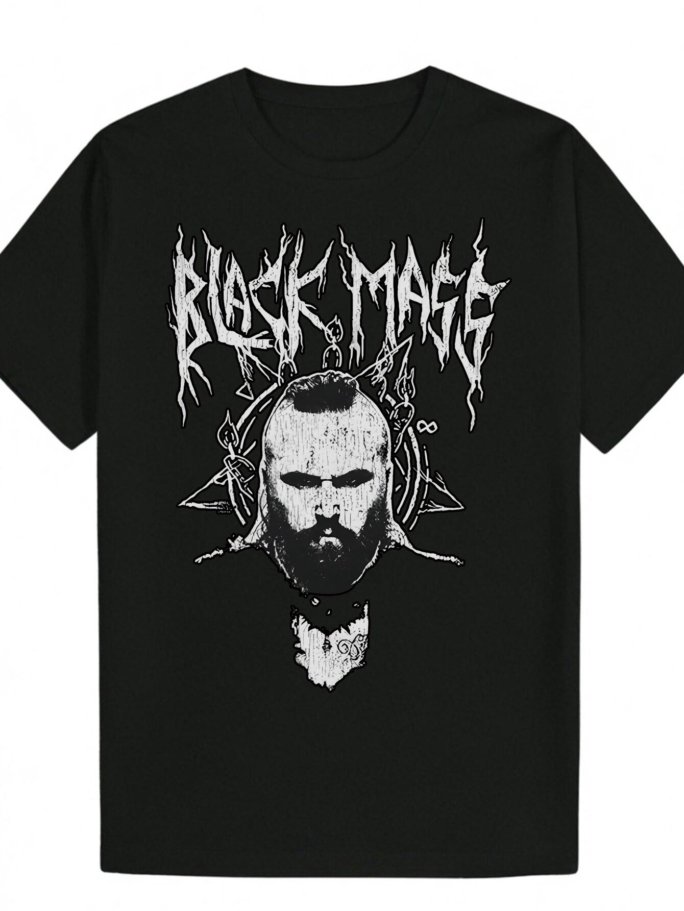Crew Neck Polyester T-shirt - Skull & Flame Graphic Design XL