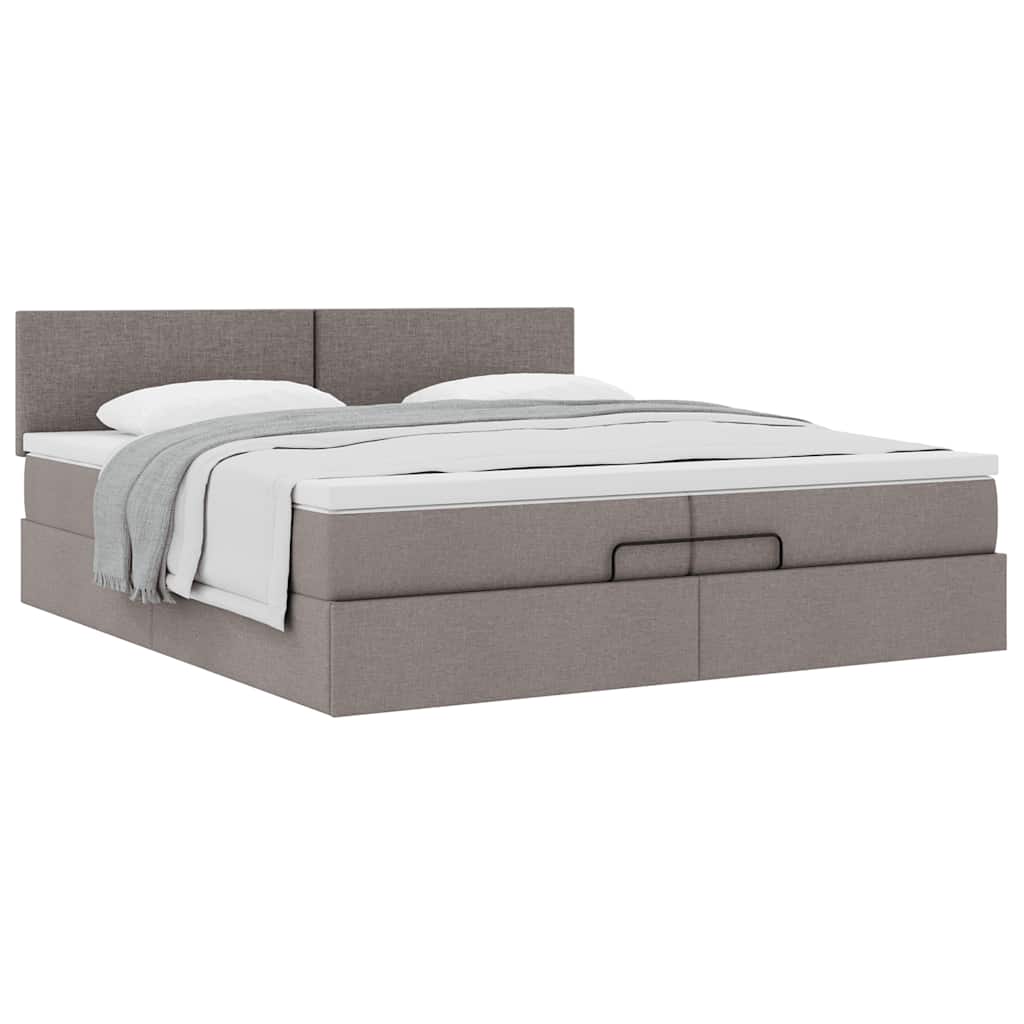 Ottoman Bed with Mattress Taupe 200x200 cm Fabric