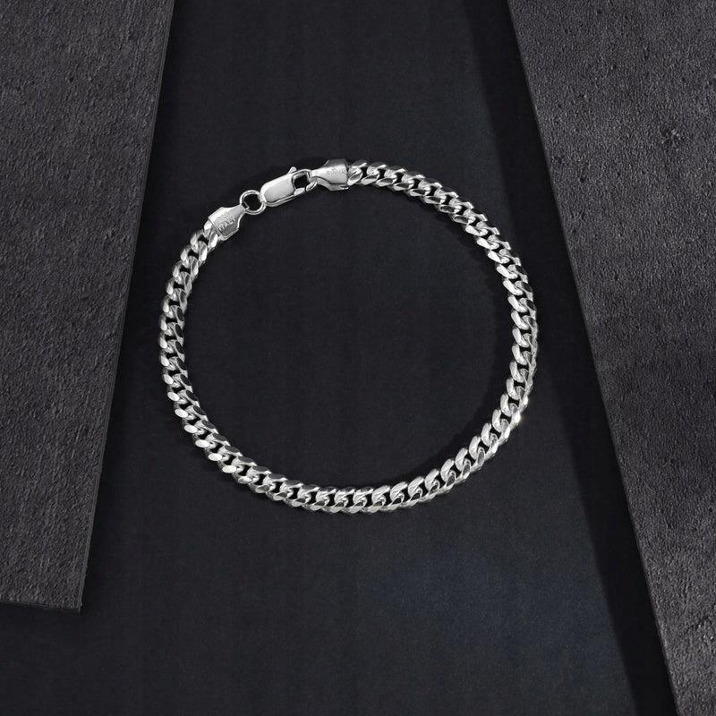 SILVER Men' Diamond Bracelet THICK Full Elegant For Men
